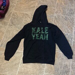 Gildan Black Hoodie with Green 'Kale Yeah' Print